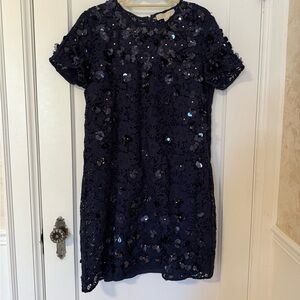Michael Kors Navy Blue Sequin Midi Dress